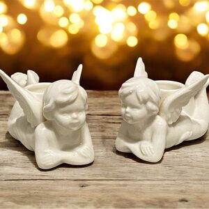 Vintage Ceramic Cherub Candle Holders